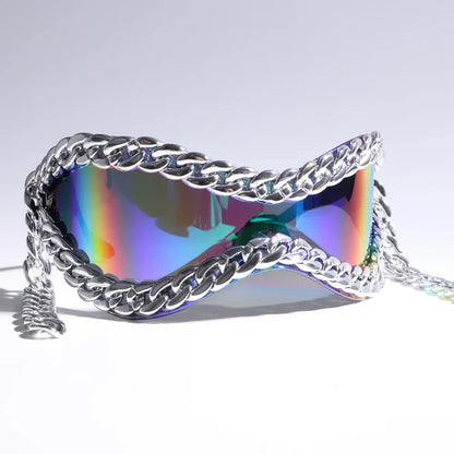 Luxury designer Trendy Metal Chain Frame Women Sunglasses 2000s All Matching Cool SunGlasses UV400 Lenses Eyewear Punk glasses