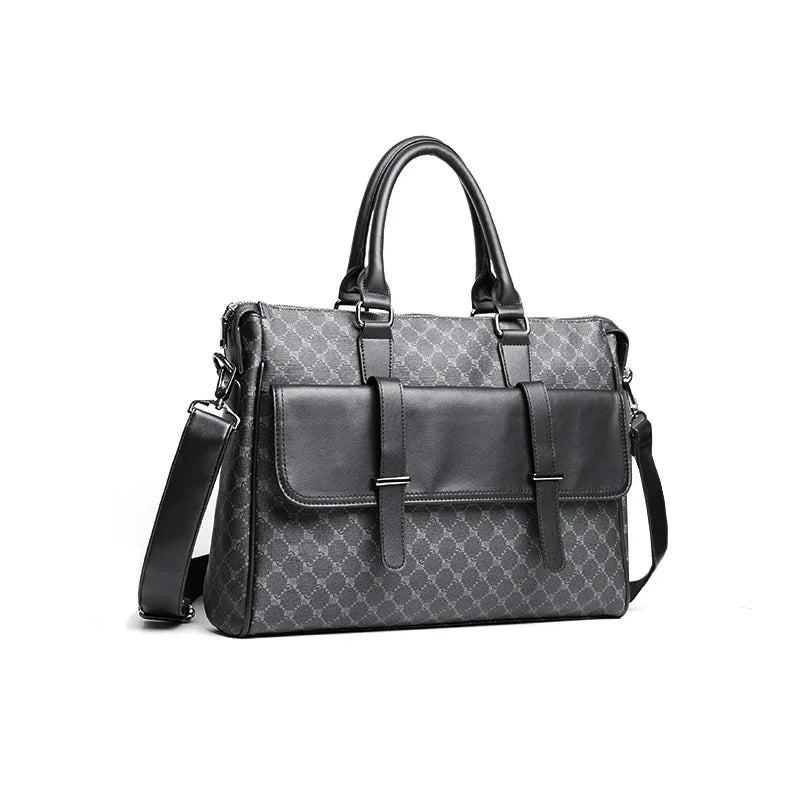 Fashion Black Leather Briefcase Designer Laptop Business Word Handbag for Women Work Bags High Qality Men Shoulder Bag Brand