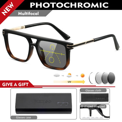 VICKI Mature Man's Double-barreled High-end TR Glasses - Customizable Prescription - Anti-blue Light Glasses Multifocal 84003