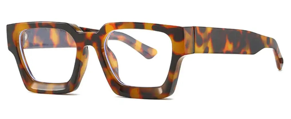 Oversized Square Reading Glasses For Women Brand Designer Blue Light Blocking Eyeglasses Green Leopard Prescription Glasses Men