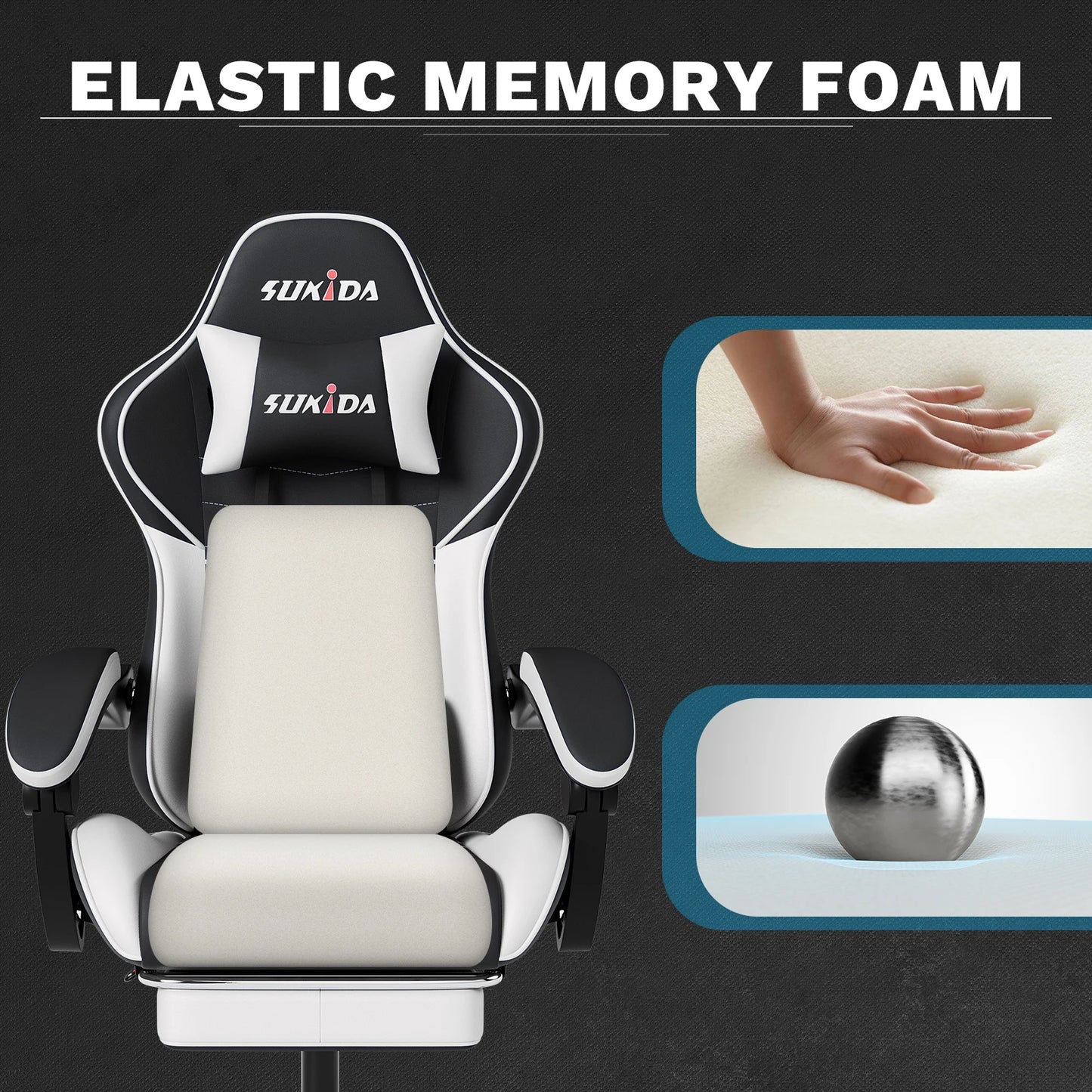 Ergonomic Gamer Chairs Computer Chair Gamer Chairs for Adults Massage Lumbar Support Swivel Height Adjustable Headrest Backrest
