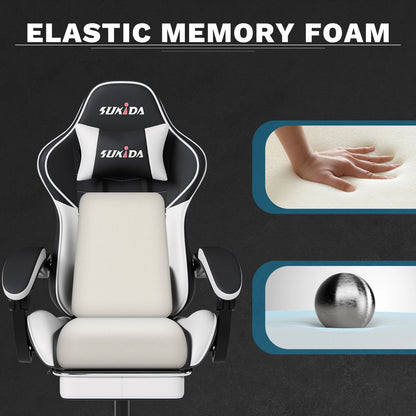 Ergonomic Gamer Chairs Computer Chair Gamer Chairs for Adults Massage Lumbar Support Swivel Height Adjustable Headrest Backrest