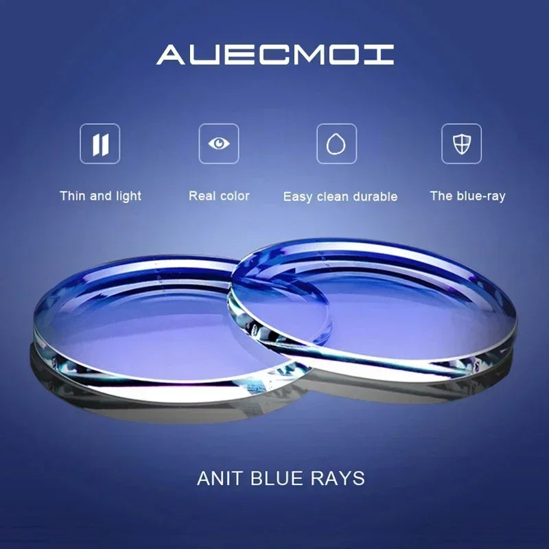 AUECMOI Vintage Men Square Glasses TR90 Frame Myopia Customizable Prescription Anti Blue Ray Optical Photochromic Eyeglasses