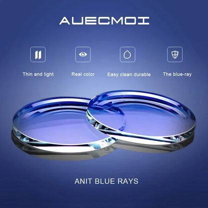 AUECMOI Vintage Men Square Glasses TR90 Frame Myopia Customizable Prescription Anti Blue Ray Optical Photochromic Eyeglasses