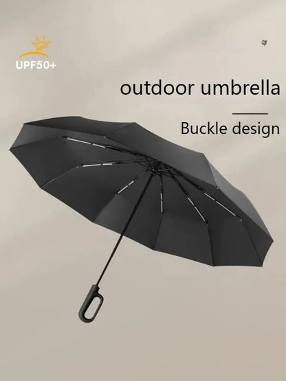 20 Rib Ring Buckle Automatic Folding Umbrella Extra Large Double UPF50+ Sunshade for Men Women