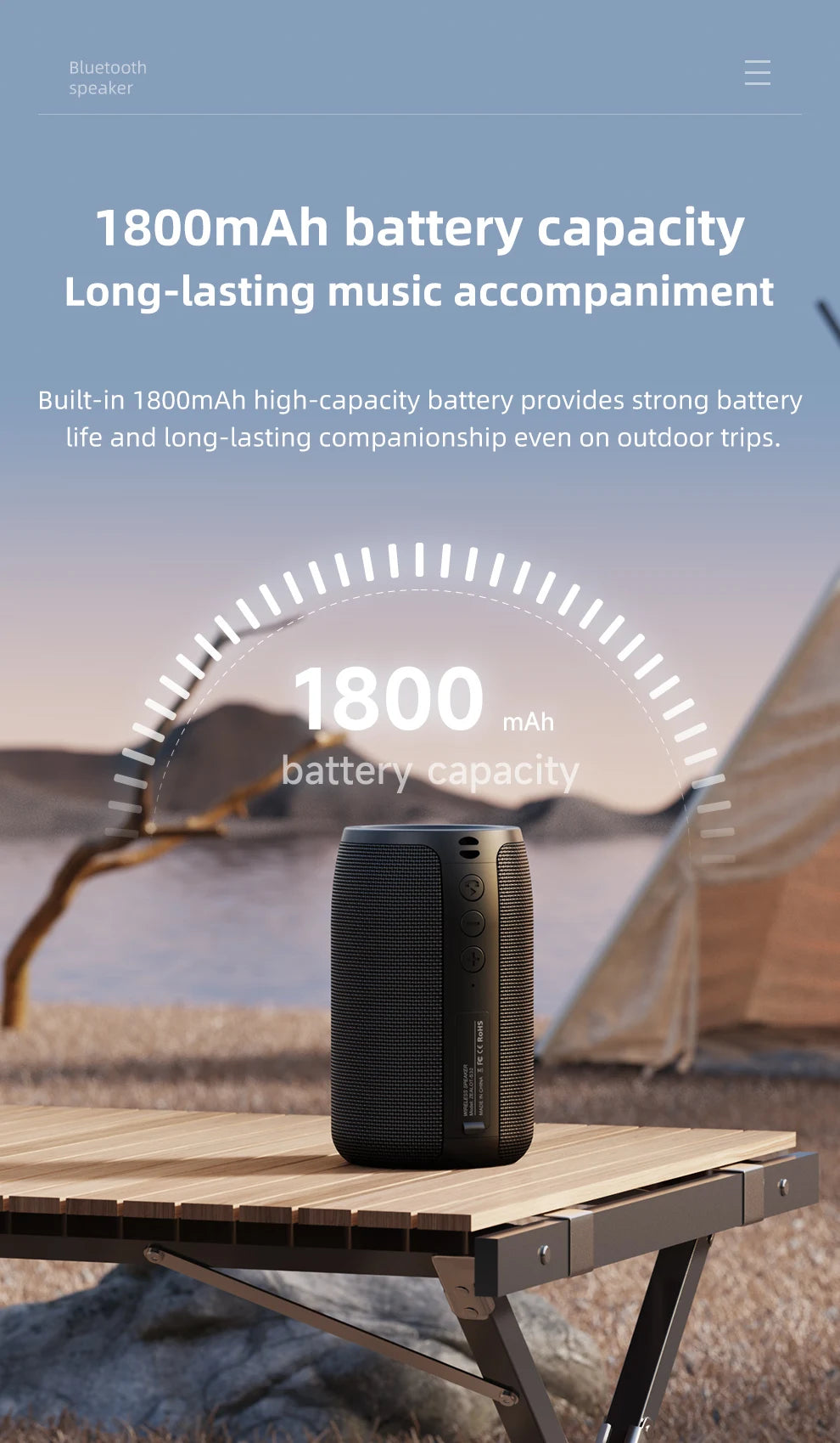 ZEALOT-S32 Portable Bluetooth Speaker Subwoofer - Waterproof Stereo Outdoor Boom Box with TF Card & AUX Support