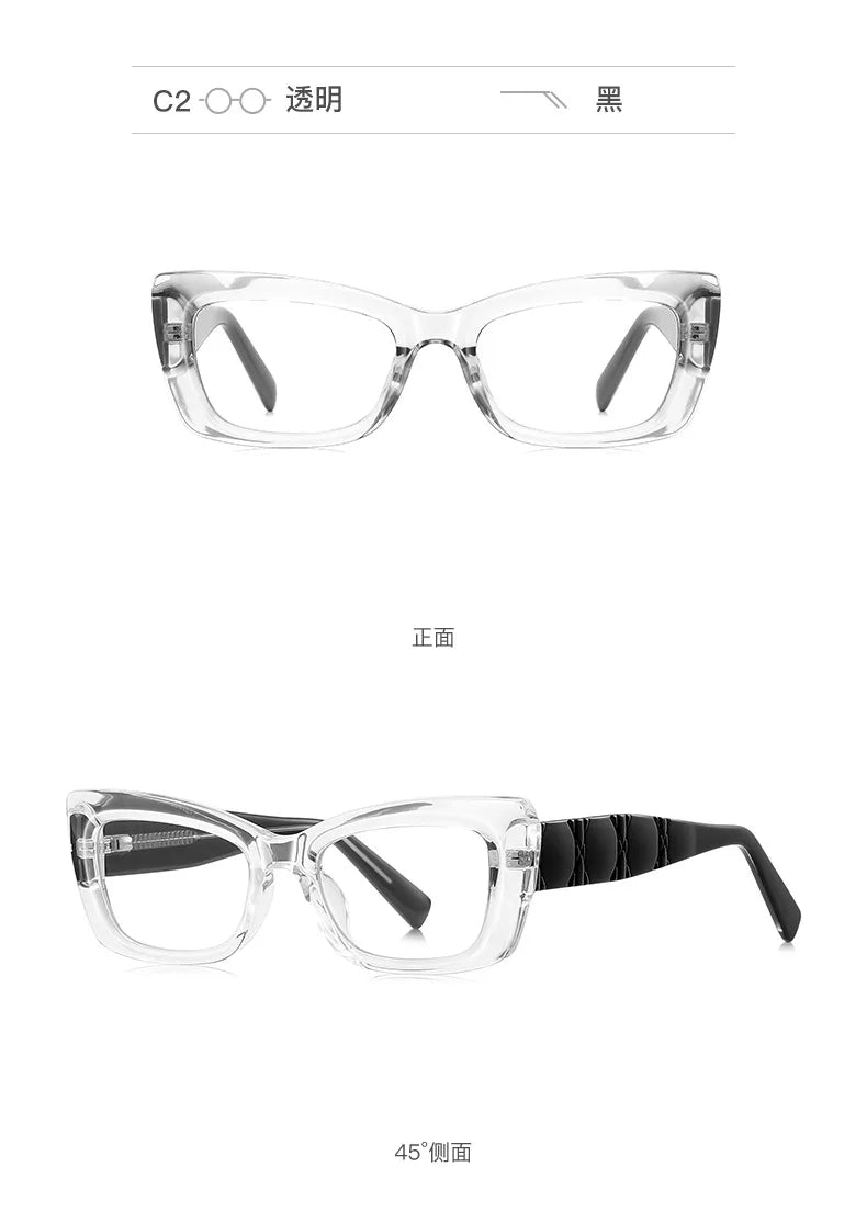 Classic Square Anti Blue Light Blocking Reading Glasses For Women Men Simple Thick Frame Design Myopia Prescription Glasses