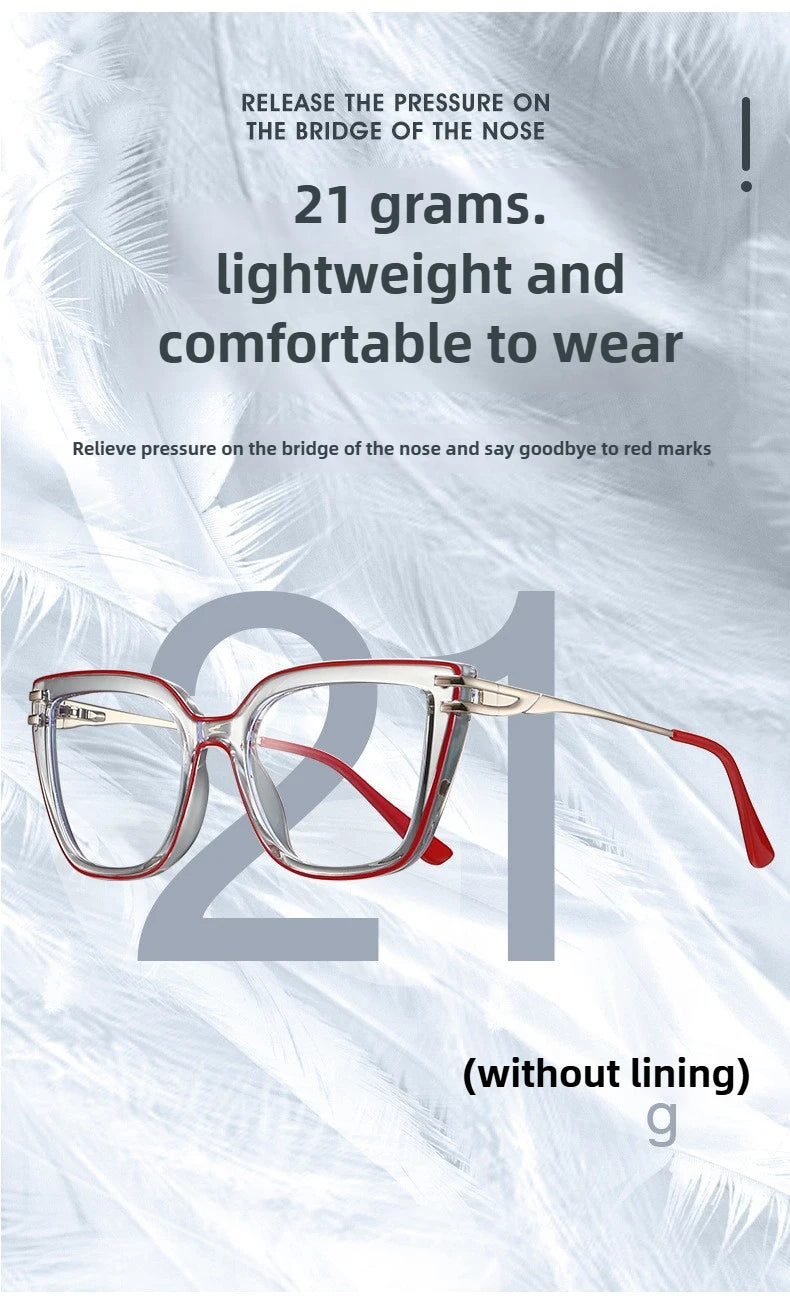 EYORA Currents Square Women Anti-Reflective Reading Glasses Anti Blue Light Myopia Eyewear Photochromic Prescription Eyewear