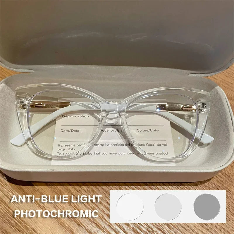 EYORA Fashionable Full Rim Cat Eye Reading Glasses Women Anti Blue Ray or Photochromic Progressive Prescription Optical Eyewear