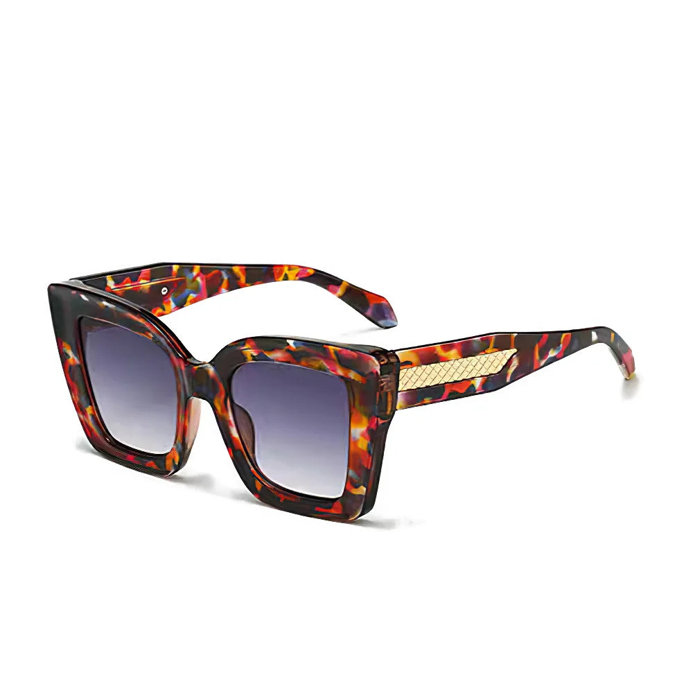 2025 New in Vintage Sunglasses for Women Fashion Square Frame Gradient Sunglasses with Golden Arrows for Women