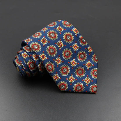 Men's Fashion Silk Tie 7.5cm Soft Novelty Necktie Blue Green Orange Color Ties For Men Dot Floral Bowtie Wedding Business Gift