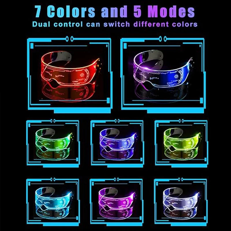 Christmas party glasses LED Light up cyberpunk Glasses glowing cool Goggles for man women Futuristic cosplay bar party props