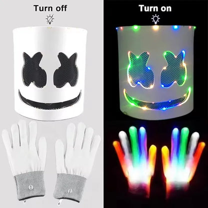 Halloween LED DJ Mask Lifelike Marshmello Mask Breathable Helmet Mask Durable Carnival Festival Halloween Party Props Cosplay