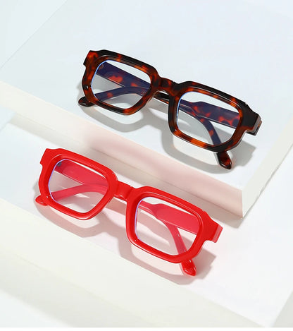 SHAUNA Ins Popular Fashion Polygon Square Women Glasses Frame Clear Anti Blue Light Eyewear Optical Men Red Blue Frame