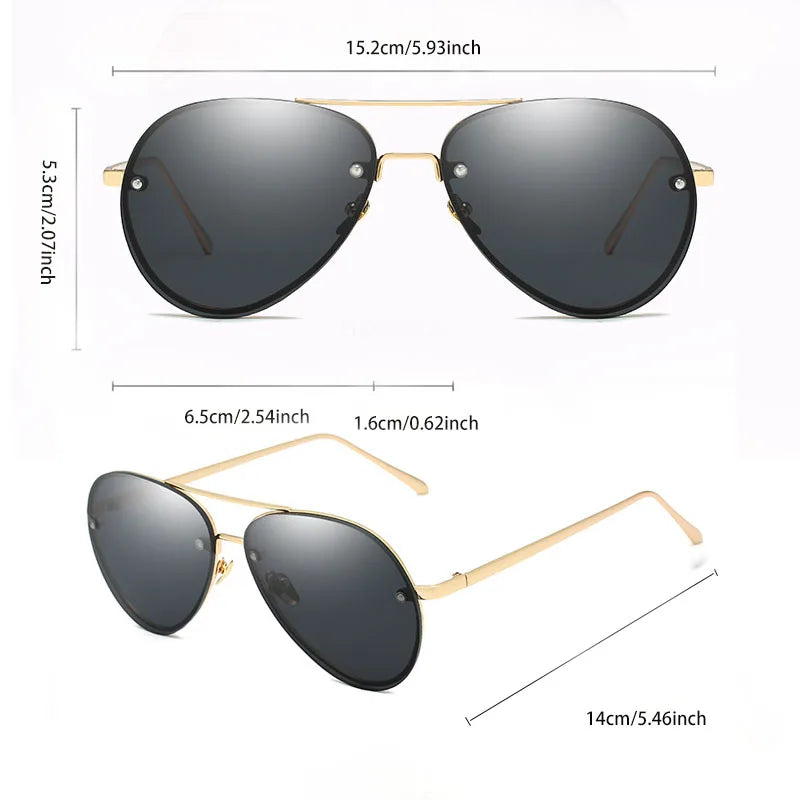 New Men's Large-Frame Metal Frameless Matte Frog-Style Sunglasses - Unisex Sunglasses, Fashionable and Versatile