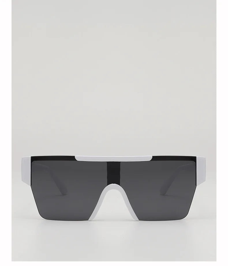 Retro Big Square Frame Women Men Sunglasses Fashion One Piece Black Silver Lens Shades UV400 Trending Sun Glasses Eyewear 2026