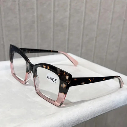 4-piece set of fashionable tortoiseshell frame presbyopia reading glasses, lightweight presbyopia reading glasses for middle-age