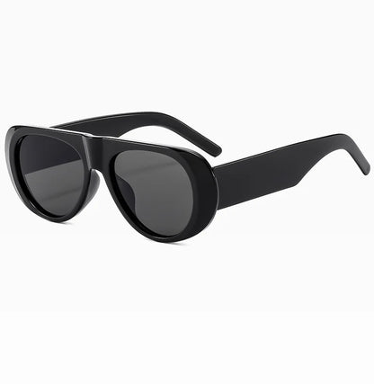Vintage Big Frame Ellipse Women Square Sunglasses Brand Black Round Cool Men Sunglasses One Piece Designer Pilot Sun Glasses