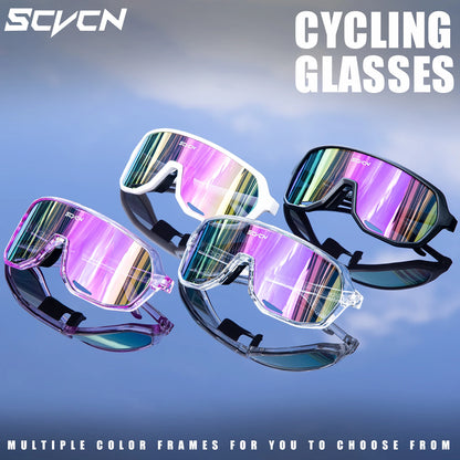 SCVCN Fashion Sports Running Glasses Outdoor Bicycle Drive Hiking Sunglasses Men MTB Cycling Sunglasses Women Road Bike Glasses
