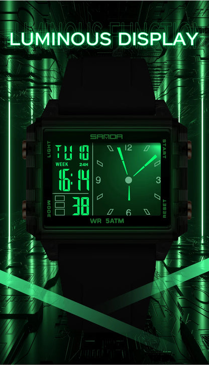 SANDA 6273 Fashion Electronic Watches for Man Luminous Calendar Waterproof Clock Outdoor Sports Casual Ladies Digital Wristwatch