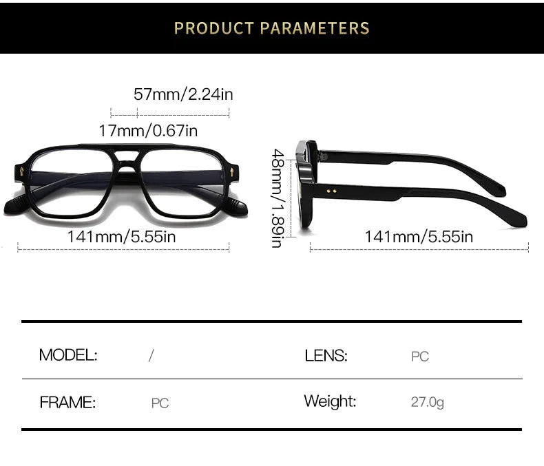 SHAUNA Double Bridges Anti Blue Light Retro Women Square Glasses Frame Fashion Men Optical Eyewear