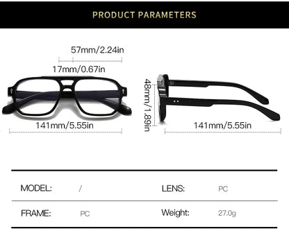 SHAUNA Double Bridges Anti Blue Light Retro Women Square Glasses Frame Fashion Men Optical Eyewear