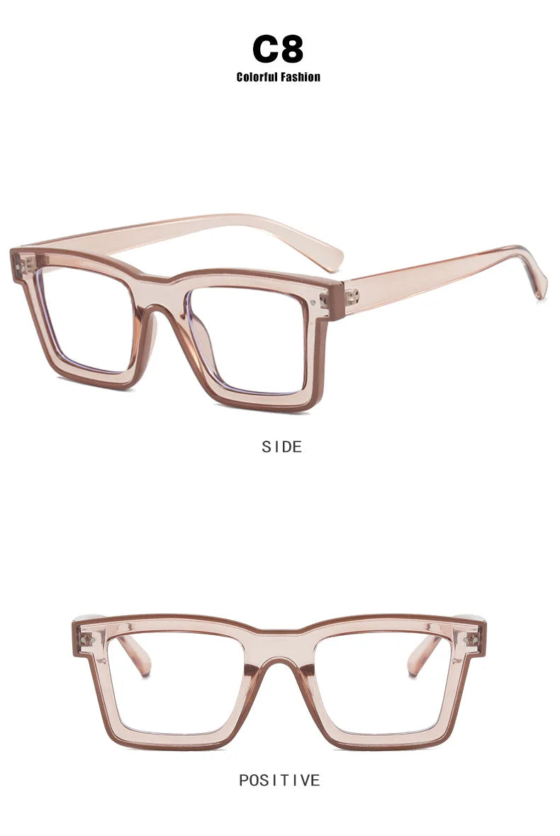 Retro Square Anti Blue Light Optical Glasses Frames Men Fashion Computer Prescription Eyeglasses Women TR90 Reading Glasses +2.5
