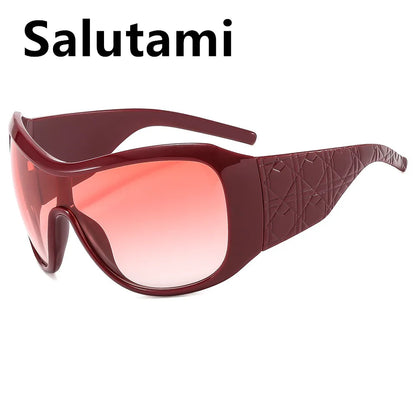 vintae one piece oversized shield sunglasses women new fashion red black gradient sexy sun glasses ladies trendy y2k shades