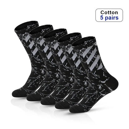 5 Pairs Men's High Rubber Band Waist Couple Mid Tube Sports Solid Socks Spring/Summer Basketball Socks Four Seasons street sock