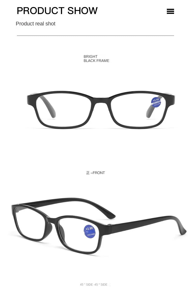 2PCS HD Anti-blue Light Anti-fatigue Reading Glasses for Men and Women Fashion Ultra-light Portable Reading Glasses +100 To +400