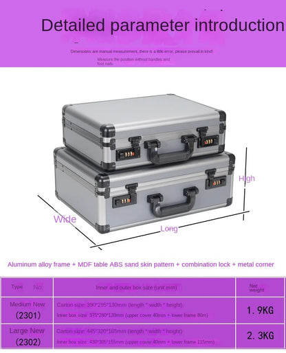 Aluminum alloy toolbox instrument equipment storage box small file safety password box