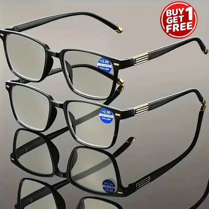 2pcs Classic Square Blue Light Blocking Reading Glasses, Comfortable And Stylish Presbyopic Glasses for Both Men And Women
