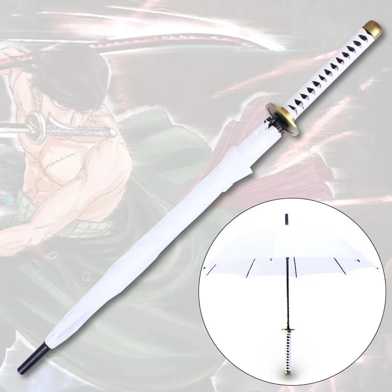 Anime Zoro Katana Umbrella Sword Long Hand Black Parasol Roronoa Zoro Knife Real Size Japanese Katana Sabre Umbrella Raincoa