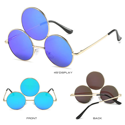 Novel Third Eye Round Metal Frame Sunglasses Chinese Style Erlang God Three Eyes Glasses Funny Party Halloween Cosplay Glasses