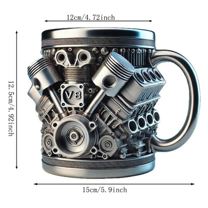 V8 Engines Stainless Steel Coffee Mug Creative Resin Water Cup Funny V6 Engines Wine Cup Coffee Cup Water Container Accessories
