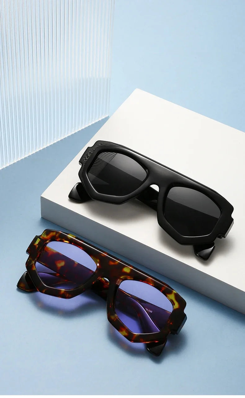JNPCXI New Fashion Irregular Square Women Sunglasses Shades UV400 Retro Green Men Sun Glasses