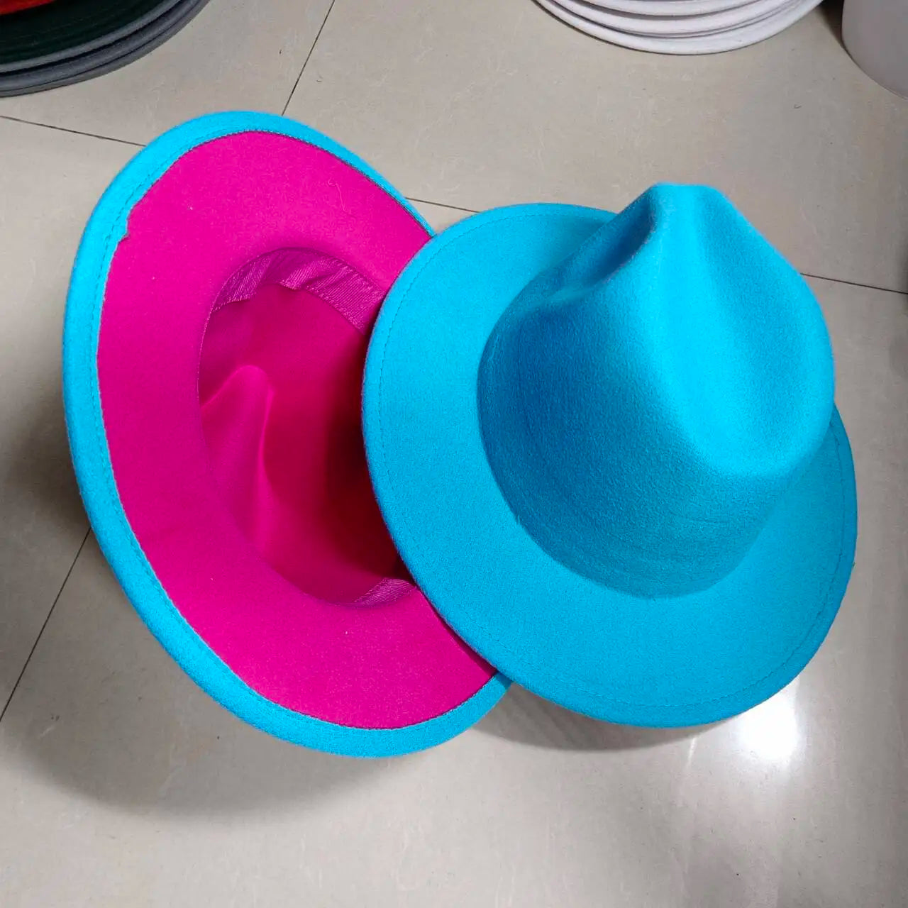 Sombreros Fedora Hat Dual Color Classic Jazz Hat Soft Fedora Hat Classic Men's and Women's Blue Jazz sombreros