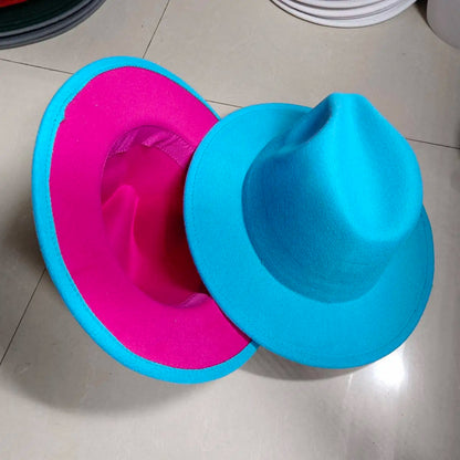 Sombreros Fedora Hat Dual Color Classic Jazz Hat Soft Fedora Hat Classic Men's and Women's Blue Jazz sombreros