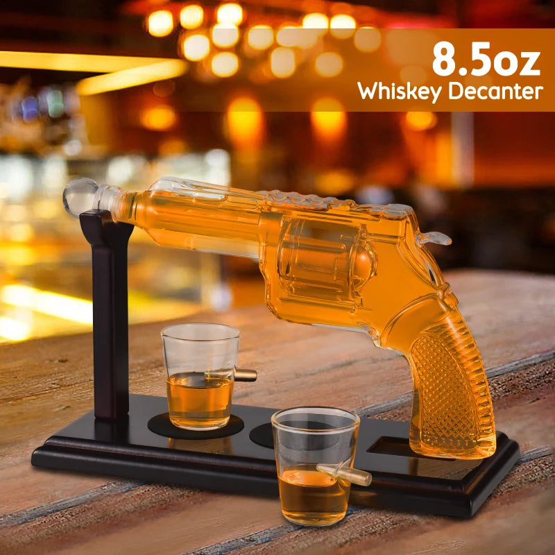 Whiskey Decanter Sets for Men Unique Whiskey Gifts Cool Liquor Dispenser with Two Glasses for Home Bar Drinking Party