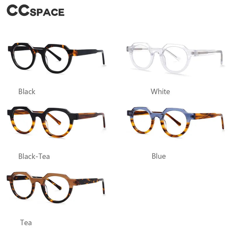 54139 Retro Acetate Optical Glasses Frames Men Women Two Color Splicing Fashion Eyeglasses
