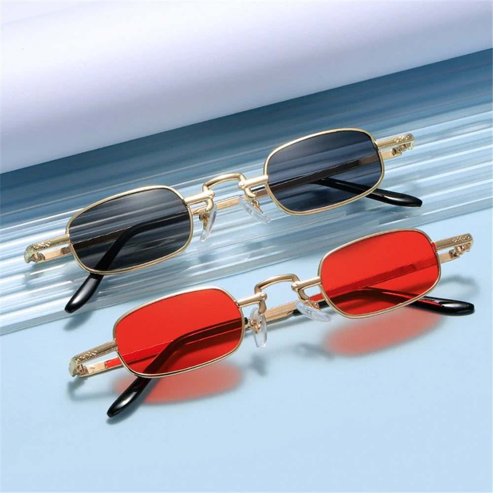 Retro Rectangle Sunglasses Women Brand Designer Small Metal Frame Square Punk Sun Glasses Men Fashion Vintage Oculos De Sol