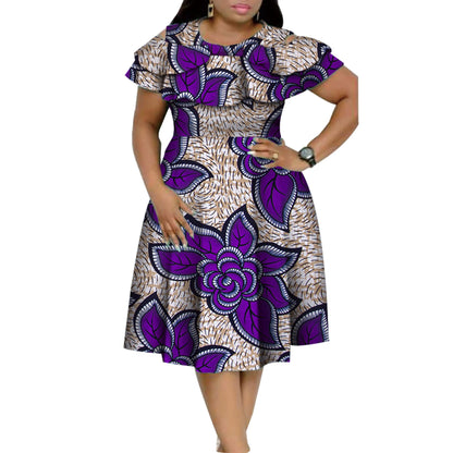 New Bazin Riche African Ruffles Collar Dresses for Women Dashiki Print Pearls Dresses Vestidos Women African Clothing WY4401