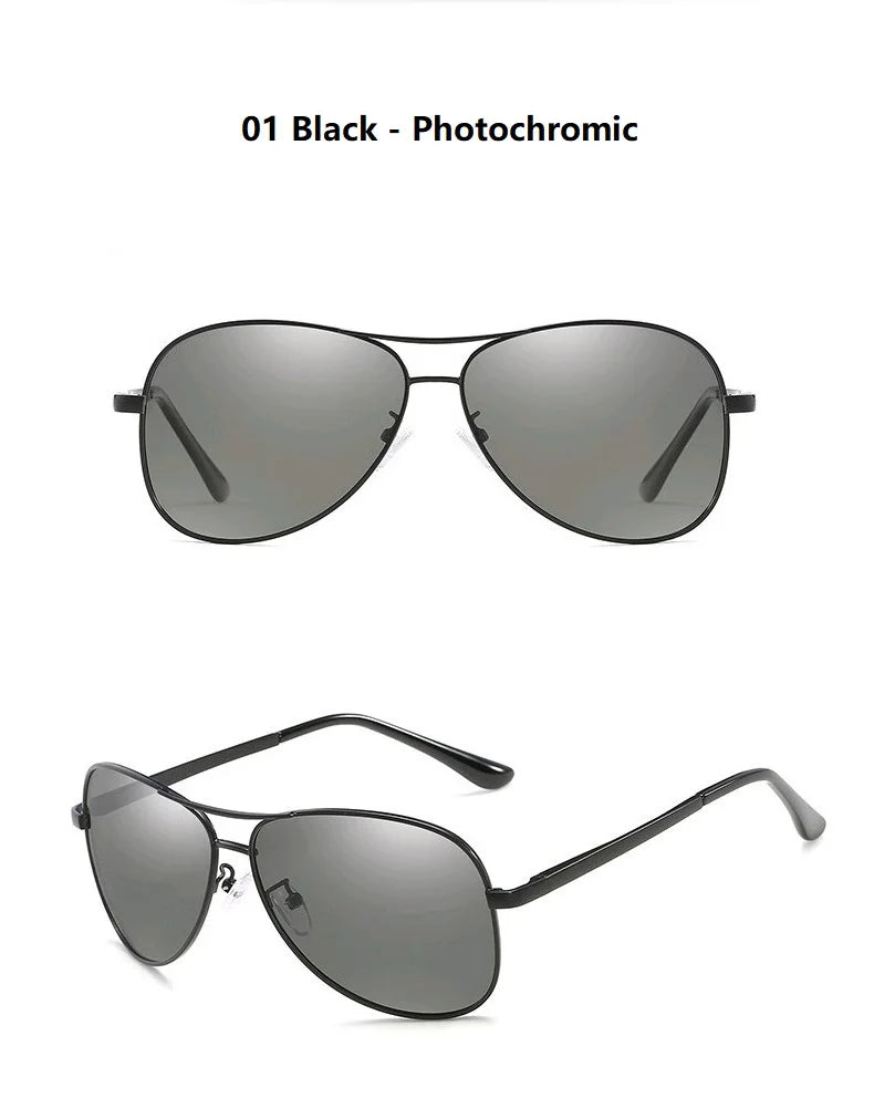 Luxury Photochromic Pilot Polarized Sunglasses Men Women Driving Chameleon Sun Glasses Change Color Day And Night Eyewear