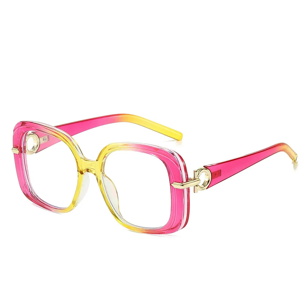 Square Large Anti Blue Light Reading Glasses Women Clear Lens Glasses Frames Finished Prescription Glasses Customized Diopter