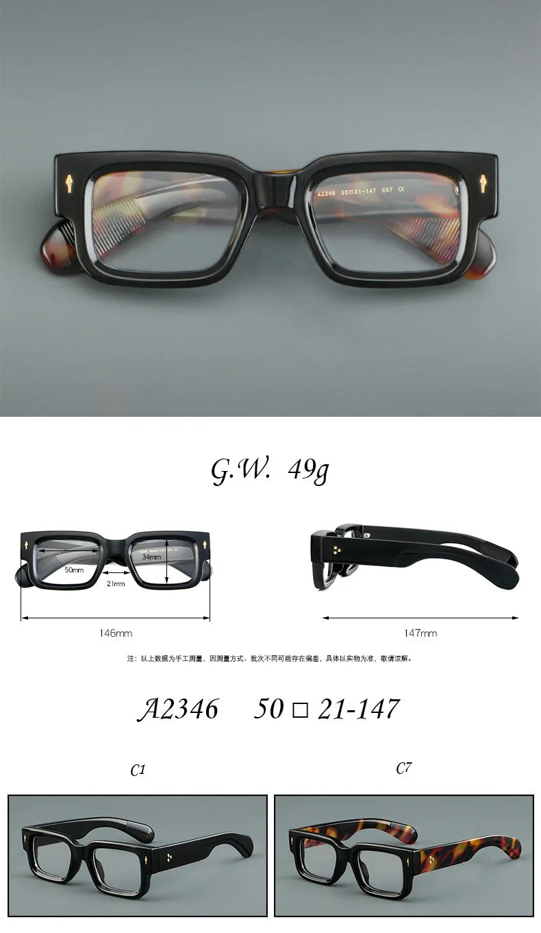 HONKAN Vintage Rectangle TR90 Frame Men's Myopia Glasses Luxury Brand Thick Frames Anti Blue Light Reading Glasses Men Women