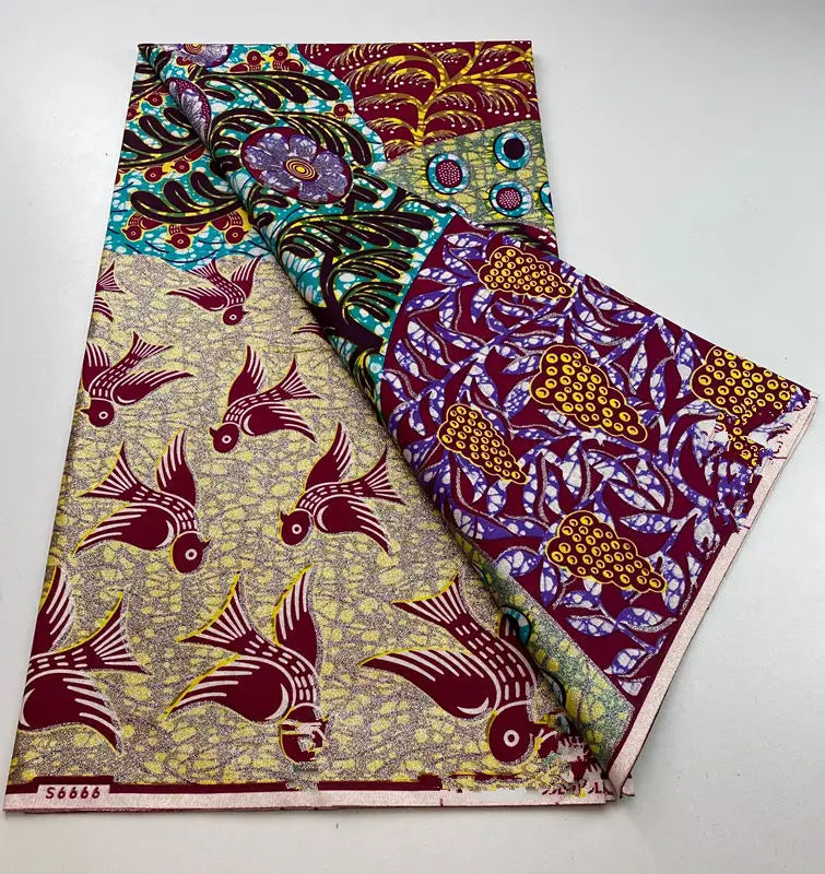 100%Certified Grand Super African Wax Nigerian GlitterGlam Gold Embellished Ankara Wax Printed Fabric Real Original For Sewing