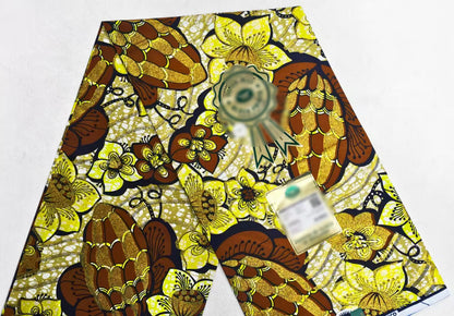 Latest African Grand Golden Wax Fabric Super Good Quality Women Pagne Flash Cotton Prints Batik Ankara Glitter Tissus 6yards