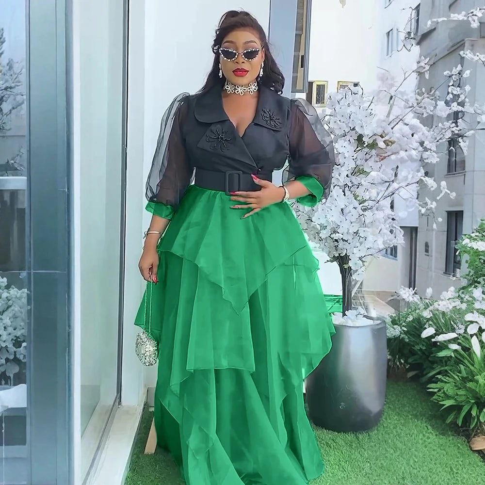 Plus Size African Party Dresses for Women 2025 New Fashion Dashiki Ankara Wedding Evening Gown Elegant Turkey Muslim Maxi Dress