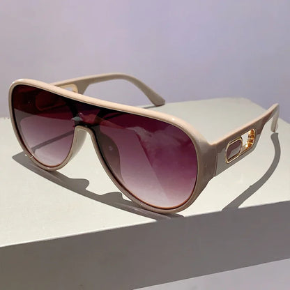 QVQV Trendy Oversized One Piece Sunglasses Women Summer Fashion Thick Frame Pilot Sun Glasses Luxury Brand Outdoor Y2K Shades