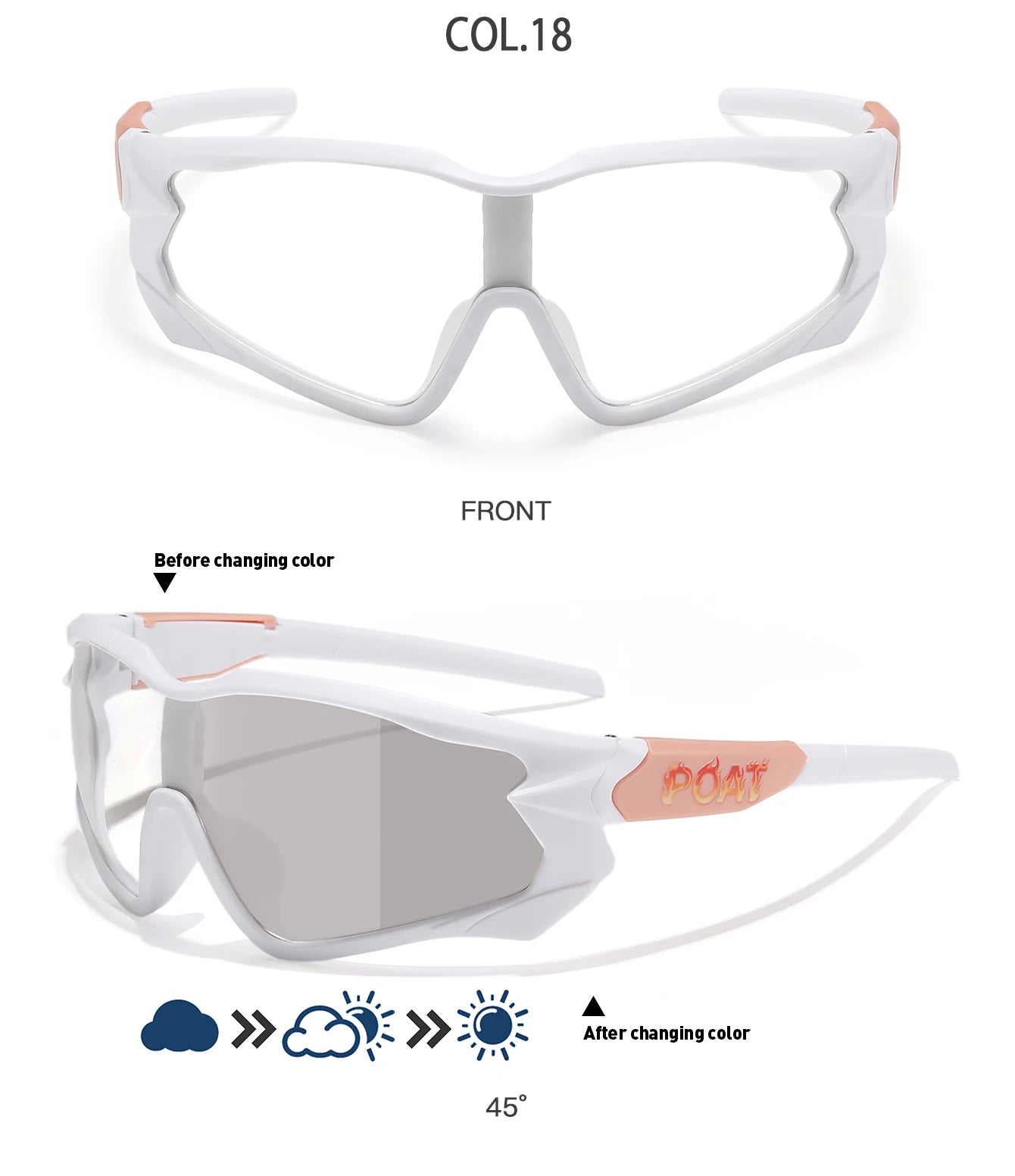 POAT Brand Photochromic Eyewear for Men Women MTB Bike Bicycle Cycling Fishing Running Glasses New Style Sunglasses Sports